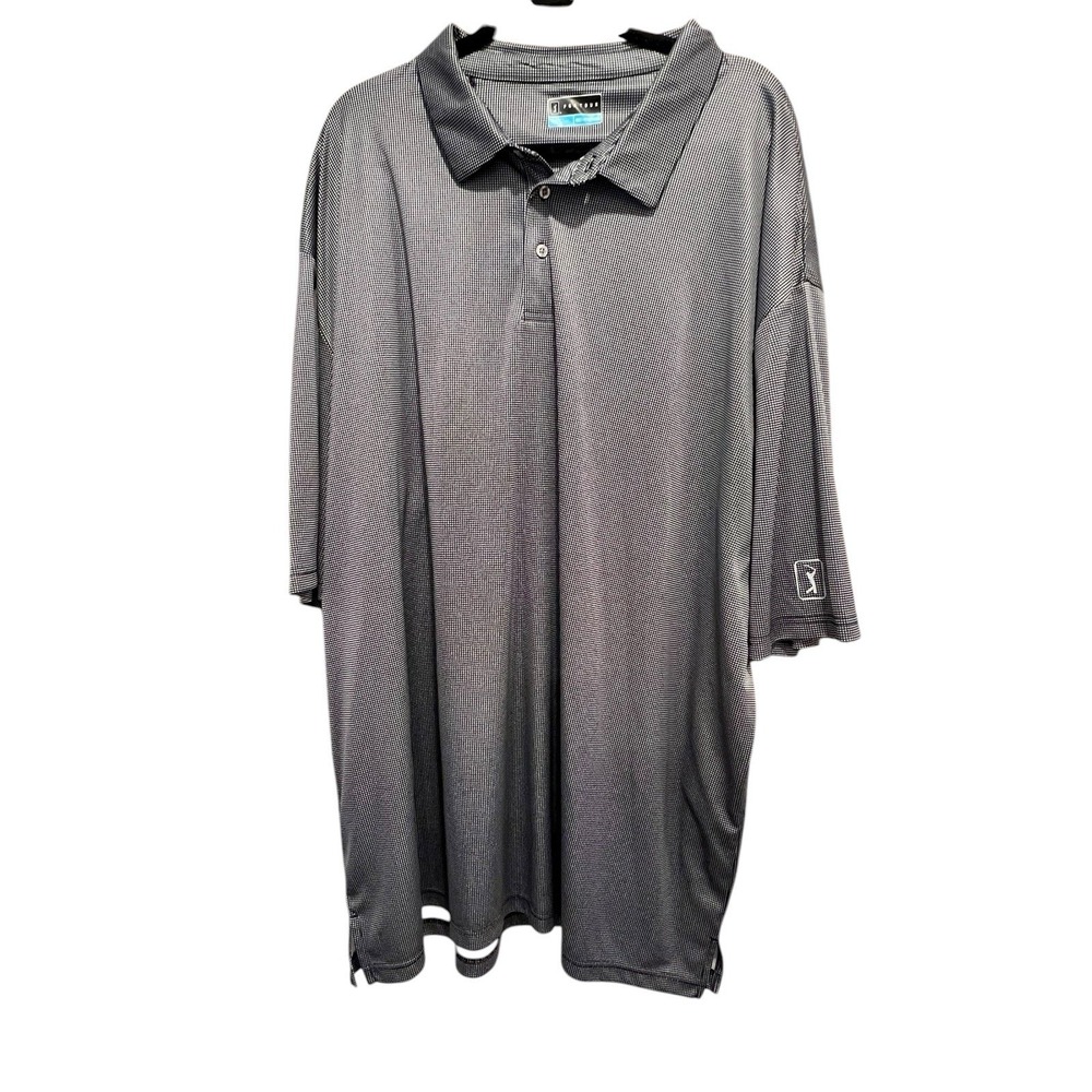 Men's PGA‎ golf polo Mens 4xlt Black And White Checkered Shirt
